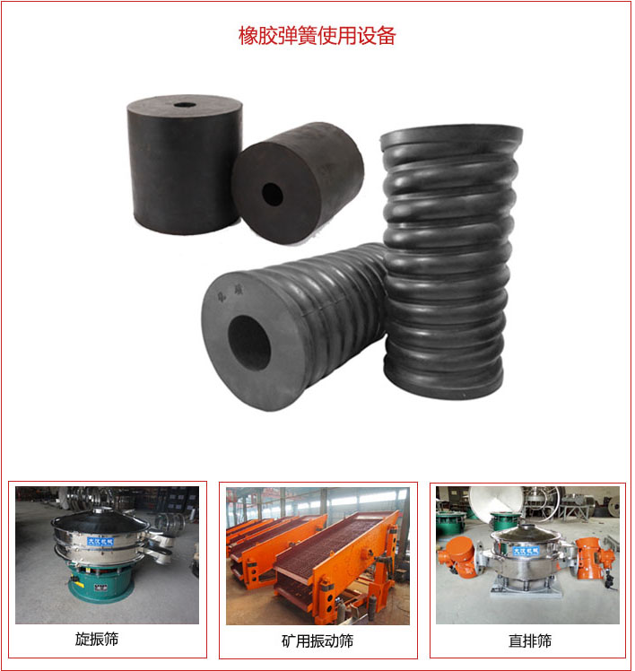 橡膠彈簧適用設備：旋振篩，礦用振動篩，直排篩等